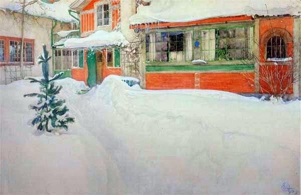 Carl larsson la maison sous la neige